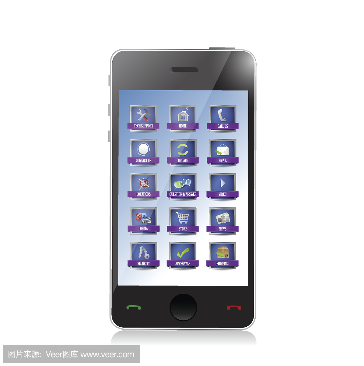 手機(jī)與應(yīng)用程序或按鈕插圖設(shè)計(jì)的白色